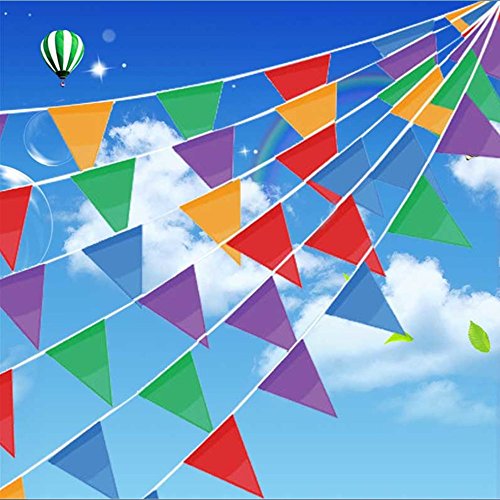 TSMD 750 Ft Multicolor Pennant Banners String Flag Banner, 600Pcs Nylon Fabric Pennant Flags for Grand Opening,Party Festivals Decorations