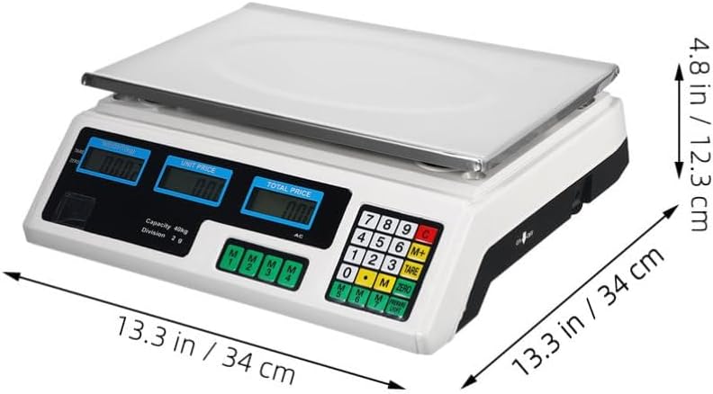 40kg Electronic Pricing Scale for Supermarkets & Home Use - Stainless Steel, Easy-to-Read LCD Display, Durable Plastic Design