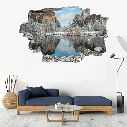 Montagne Adesivi Decorativi Da Parete Riflessione Tatuaggio Fracassato Del Manifesto Smontabile Di Arte Albero Decalcomanie Da Muro In Vinile Per La Decorazione Compleanno Matrimonio 75x113cm