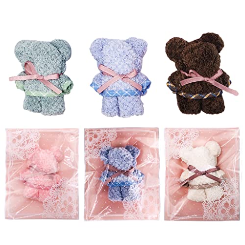 ハンカチ プチギフト くまさん タオル タオルハンカチ レディースラッピング済 レディース ギフト タオルベア クリスマス プチギフト プレゼント ハンドタオル 女性 人気 異動 引っ越し 挨拶 結婚式 誕生日 内祝い お返し 粗品 (6個セット)