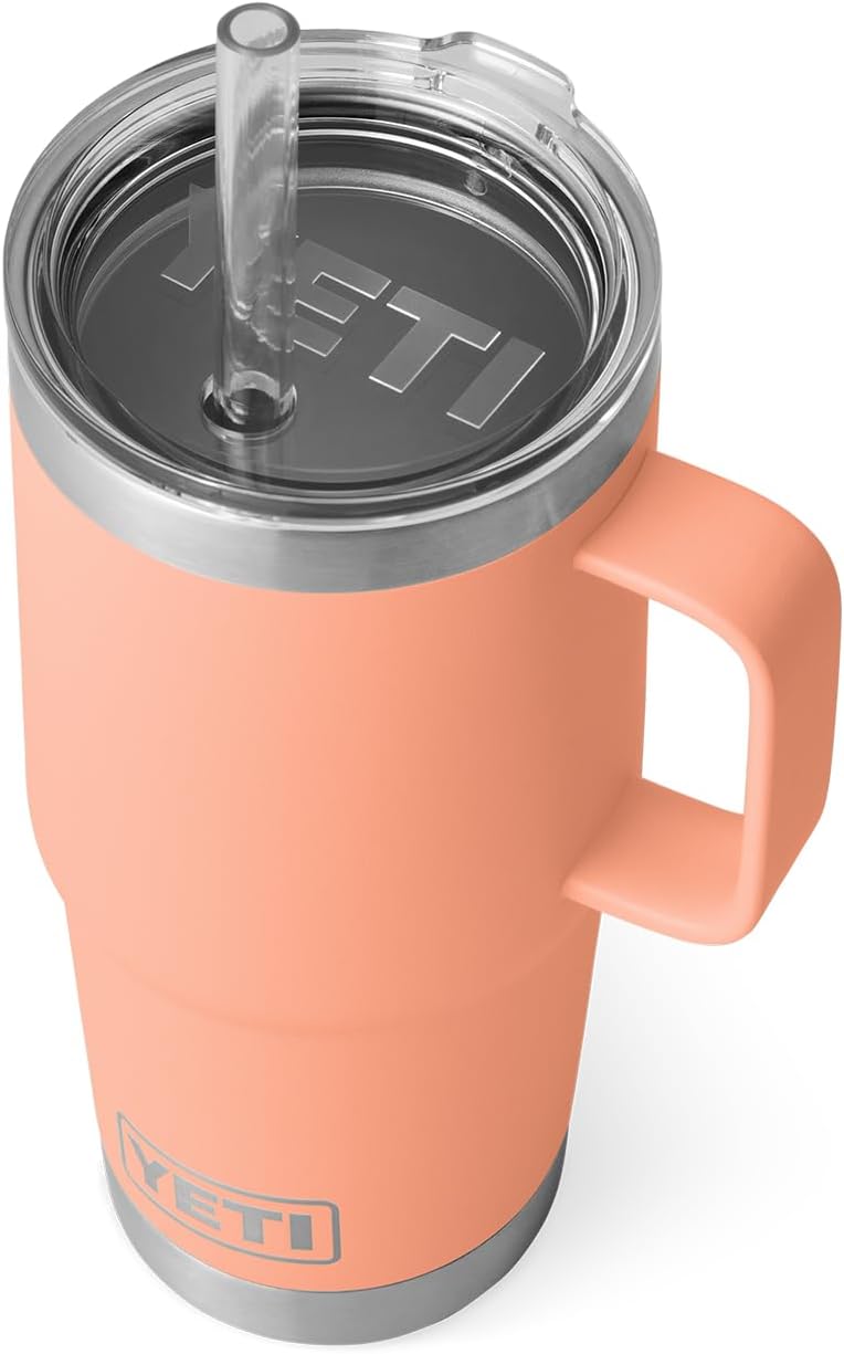 YETI Rambler 25 oz Straw Mug, Vacuum Insulated, Stainless Steel, Lowcountry Peach
