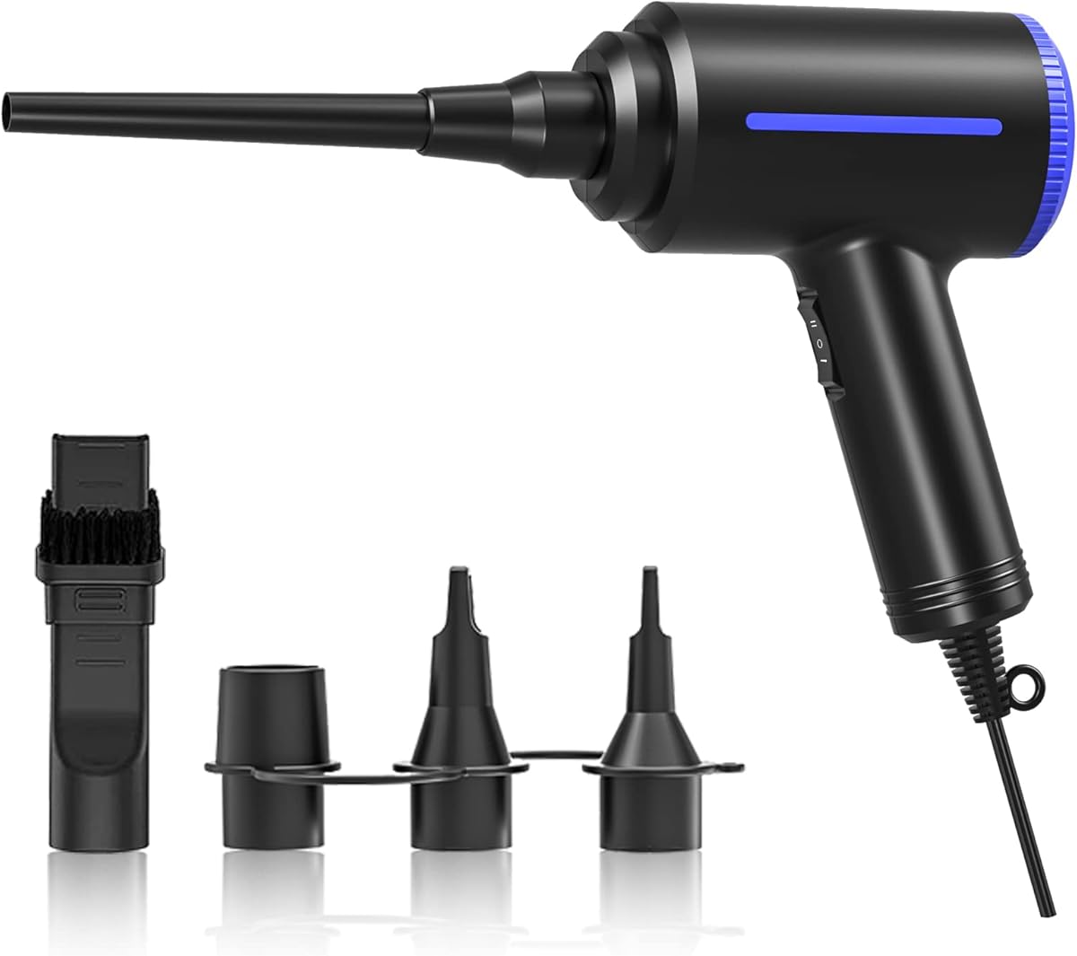 ATEngeus Elektrische Staubgebläse, 500W Druckluft, 2-Gang Air Duster, Druckluftspray PC Reinigungsset für Computer-Tastatur-Reinigung, Bürogeräte, Sofa, Auto