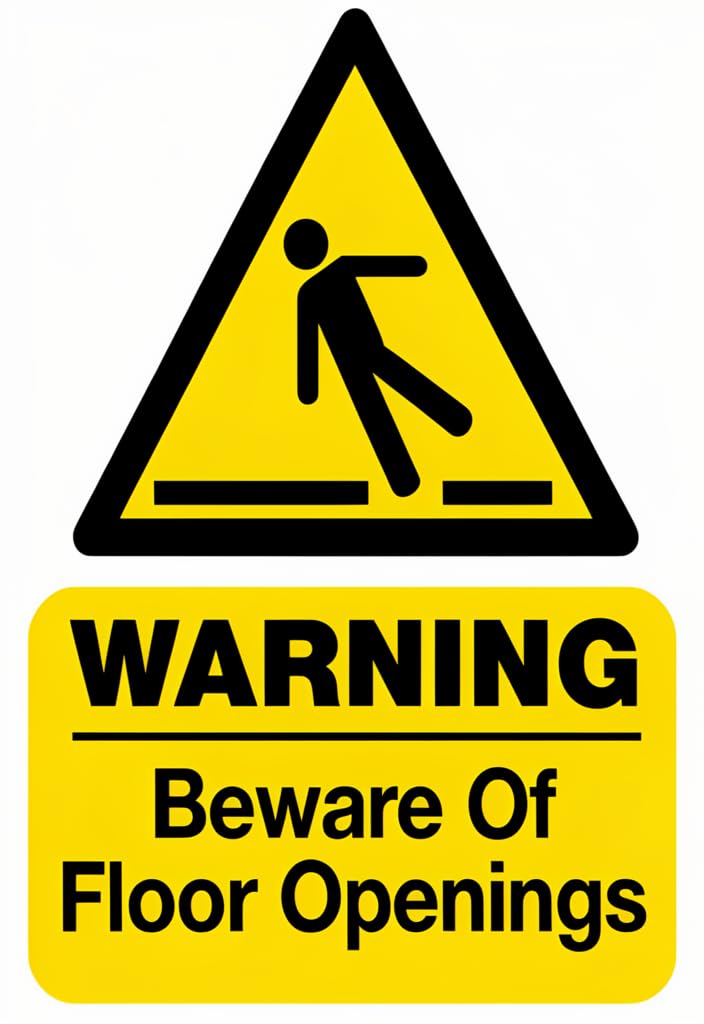 peiyeety 12x8 Inch Tin Warning Sign Beware Of Floor Openings Yellow Caution Metal Plaque, High-Visibility Safety Notice for Workplace, Garage, Warehouse, Construction Site, Home Decor Gift