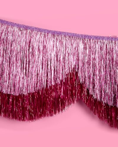 Image of xo, Fetti Pink Scalloped Layered Fringe Banner - 5 Ft. | Bachelorette Party Decorations, Birthday Party Decor, HBD Decor, Photo Booth Banner Backdrop