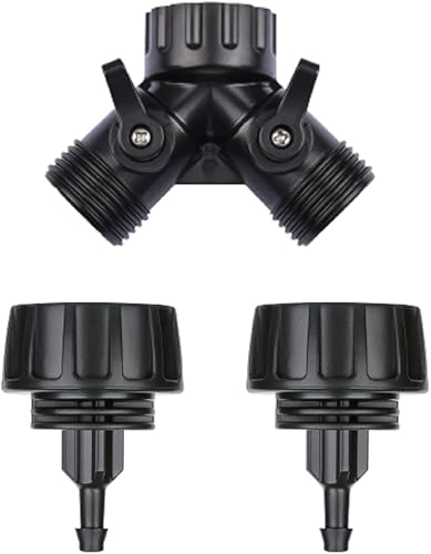Tubo de riego por goteo de 14 de pulgada para conector adaptador de grifo, divisor en Y de 2 vías para manguera de jardín de 34 pulgadas a manguera