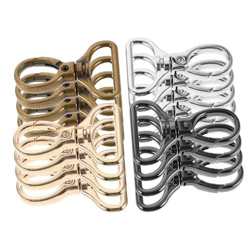 Lurrose 16 piezas Mosquetones Giratorios Cierre de Pinza Tipo Langosta con Rotación Anilla D Interior para Llaveros y Accesorios DIY