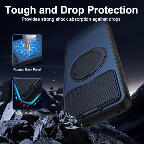Image of Spazy Case Samsung S26 Ultra Back Cover|Premium Magnetic Ring Stand Case with Camera Protection Slider|360 Rotating Kickstand|Slim & Strong Grip Phone Case for Samsung S26 Ultra-Blue