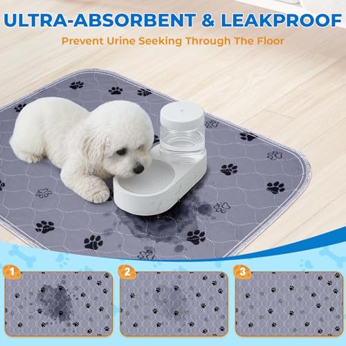 Image of Fostanfly Reusable Puppy Pads, 2 Pack 18 inchx 24 inch Washable Pee Pads for Dogs, Absorbent and Leakproof Wee Wee Mat, Waterproof Non Slip Training Mats for Potty, Crate, Playpen, Bed, Sofa