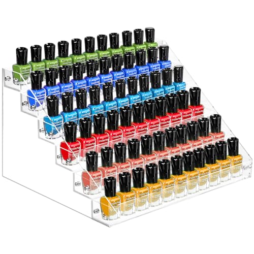 Umirokin Nail Polish Organizer, 6 Tiers Acrylic Paint Rack, Clear Display Holder Storage for Ink Gel Nail Polish Sunglasses Essential Oil Holds up to 54-72 Bottles