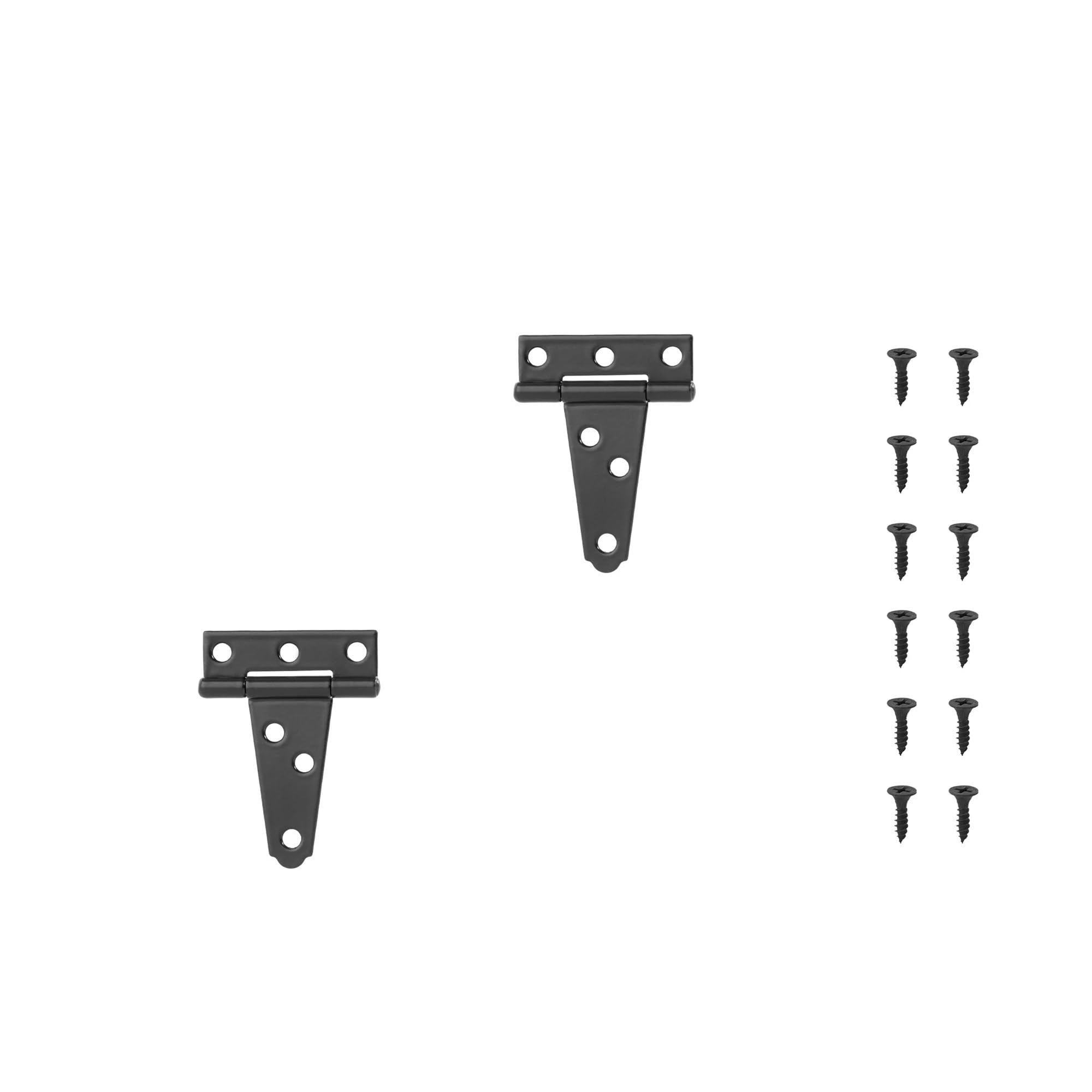 Charnières de porte grange en T fer noir 62mm pour placard lot de 2
