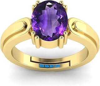 Todani Jems 9.25 Ratti 8.60 Carat Astrological Certified Amethyst Adjustable Gemstone Ring for Men and Women