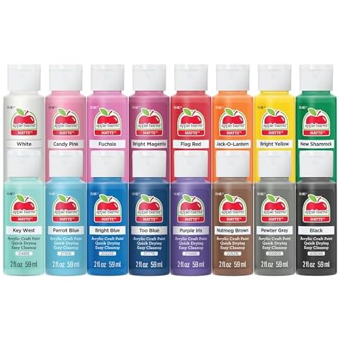 Apple Barrel, Vibrant Spectrum Collection Acrylic Craft Paint, PROMOABIII, 2 fl oz each, 16 assorted matte colors, 16 count Cover