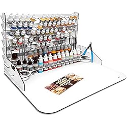 Maletin Imantado Warhammer Paint Station con Mesa de Trabajo más Extensión para organizar pinturas Vallejo y Army Painter, Pinceles Miniatura, Herramientas Modelismo, Acrilicos para pintar Warhammer 40K. Pinturas NO incluidas