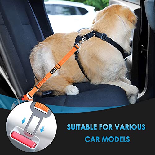 Image of SlowTon Dog Seat Belt for Car, 2 Pack Dog Car Harness Seatbelt with Bungee