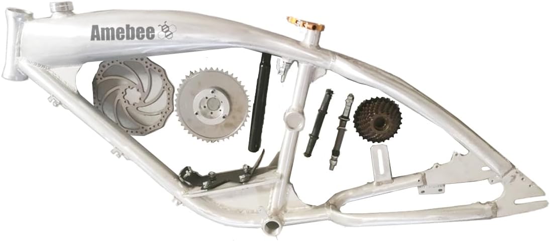 Bike Engine Heavy Duty Frame integrated Build-in Fuel Tank Fat Tyre Frame 0.8 Gallon 3.4L Gasoline Tank Motorized Bike to install 2 or 4 Stroke Bike Gas Engine (Black Heavy Duty, 26in 3.4L Mid Frame)