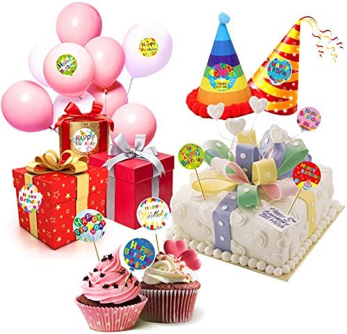 500 Pcs Adorable Round Happy Birthday Stickers in 8 Designs with Perforated Line Expanded Version (Each Measures 1.5" in Diameter)