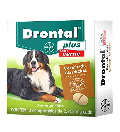 2x Vermifugo Drontal Plus Até 35kg Sabor Carne - 2 Comprimidos