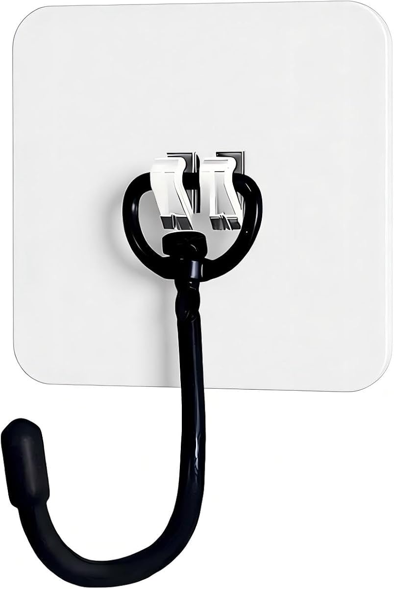 DTmasao 10 Packs Large Hooks for Heavy-Duty Hanging 44Ib(Max) Wall Hangers - No Nails, Self-Adhesive Traceless, Waterproof Rustproof, Bathroom Kitchen Home Use