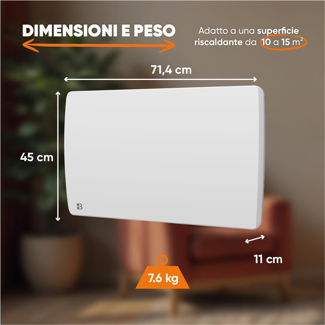 BESTHERM - Radiatore elettrico fisso a inerzia secca ceramica 1500W Bestherm ARIA orizzontale bianco