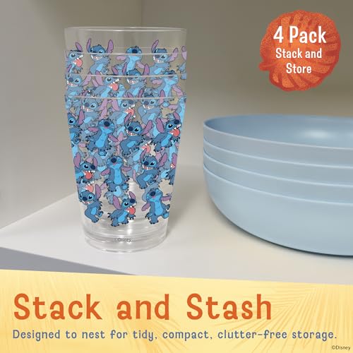 Image of Disney Stitch Acrylic Cups, Dishwasher Safe, 4-Pack