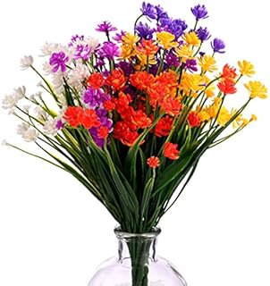 Artificial Fake Flowers 5 Bundles of 5 Colors Outdoor UV Resistant Greenery Shrubs Plants Indoor Outside Hanging Planter Home Garden Decorating