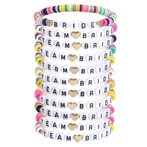 CIATBYYJ 12 Stück Jga Armbänder Frauen,Einstellbar Team Braut Armbänder,Bunt Jga Accessoires Frauen,für Dating, Hochzeit, Begleitgeschenk