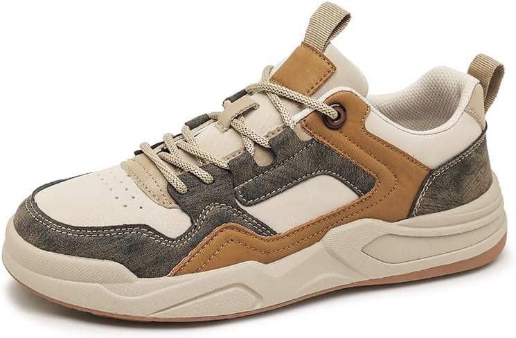 Men’s Autumn Winter Leather Casual Fashion Sneakers Retro Casual Sports Shoes Fashion Low-top Thick-Soled Shoes