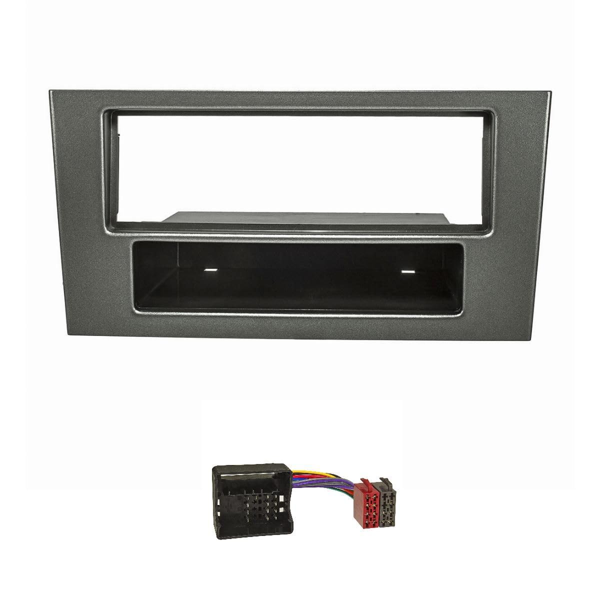 tomzz Audio 2415-029 Radioblende Set kompatibel mit Ford Mondeo B4Y/B5Y/BWY Facelift Bj.2003-2007 dunkelgraumetallic mit Quadlockadapter ISO
