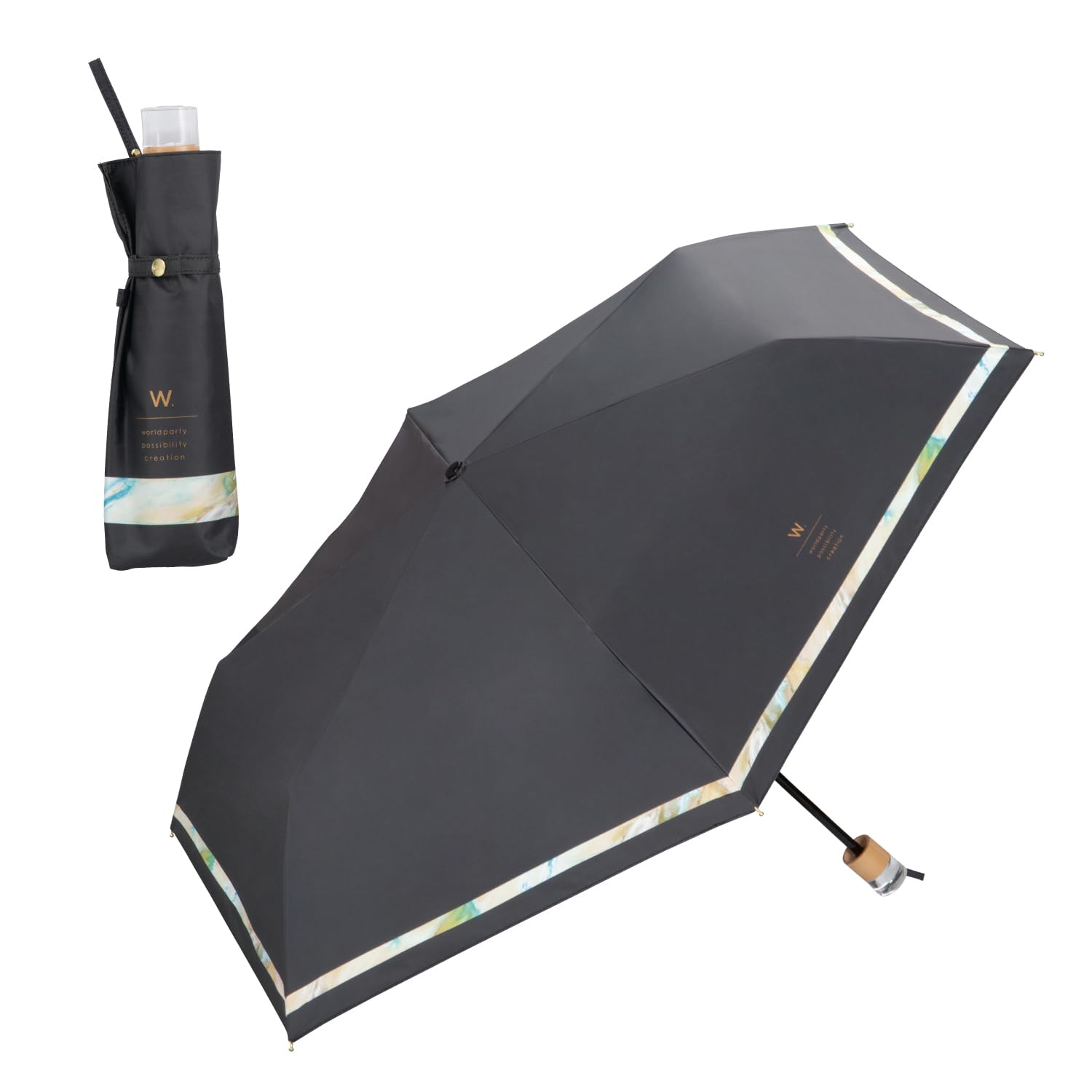 Wpc 2025 Mini Folding Parasol Nuance Line Black 100% UV Cut UPF50+ Japan
