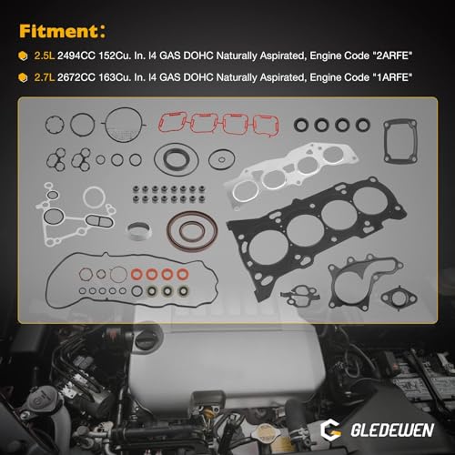 Image of 2.5L 2.7L Head Gasket Set, Compatible with 2009-2019 Toyota Highlander Sienna Venza, Camry RAV4 Scion tC, Replace# HS26562PT
