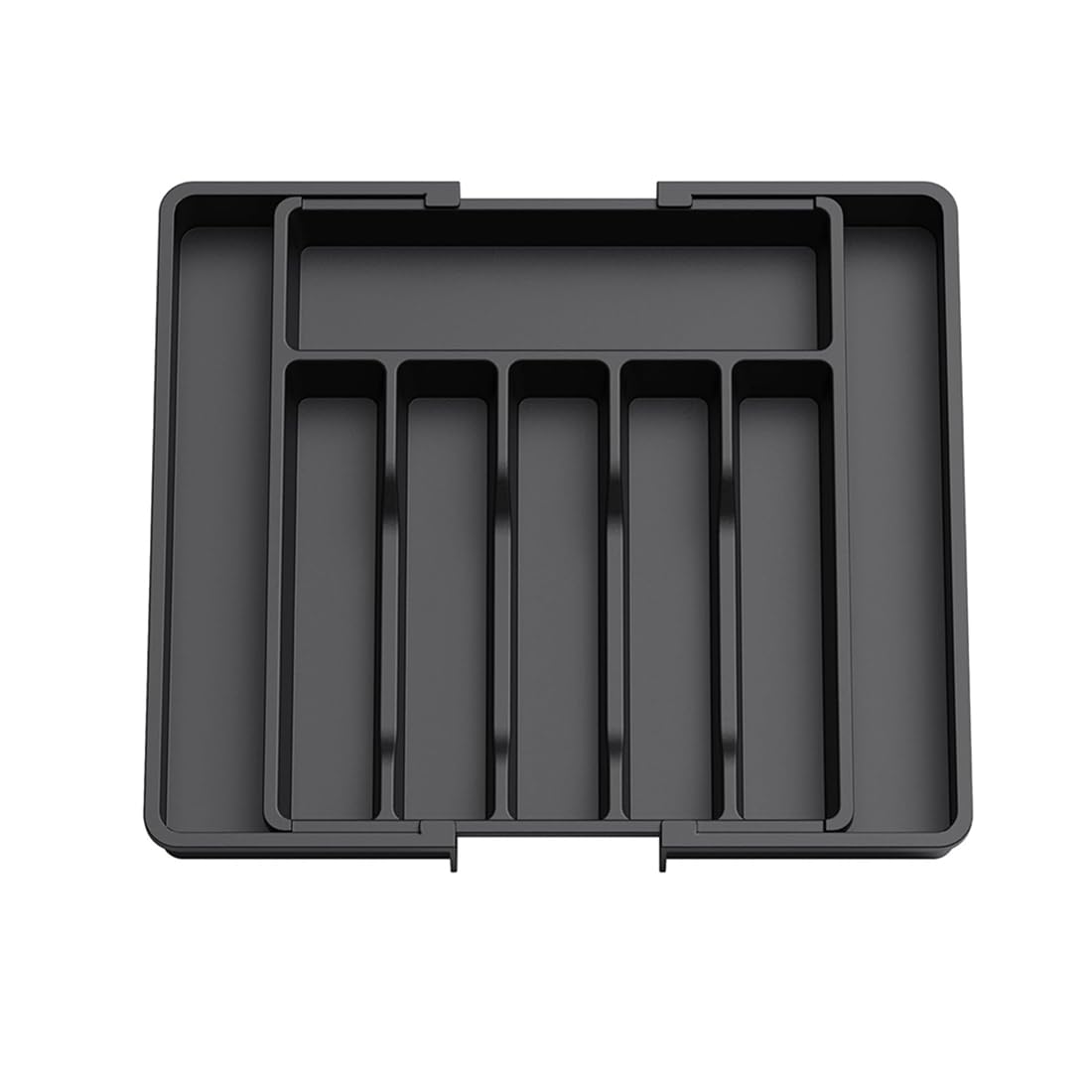 XIANTIAN Cutlery Drawer Organiser, Expandable Drawer Organiser ,Tray with 6-8 Compartment Holders, 33-57 x 38 x 5 cm (black)