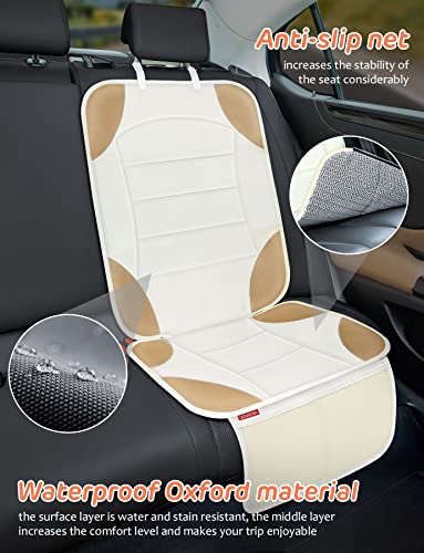 Sinvitron Car Seat Protector, 2Pack Seats Protector With Leather And Fabric Padding, Non-Slip Backing With Mesh Pockets, Waterproof Seat Protectors For Vehicles Baby Pets(Off-White) #TOP3