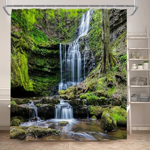 Rideau de douche chute d'eau imprimé haute définition 80x138cm