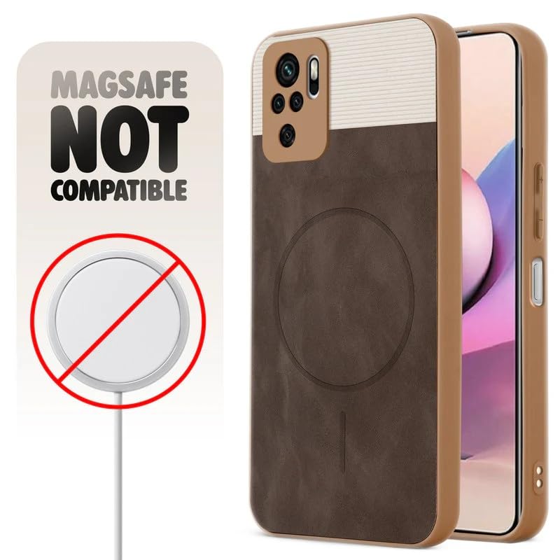 Image of Bintage case Macc-Safe Design Hard Light Weight Back Case | Soft Border Camera Protect | Dual PU Leather Finish Back Cover Compatible for Mi REDMI Note 11 SE - White & Cherry Brown