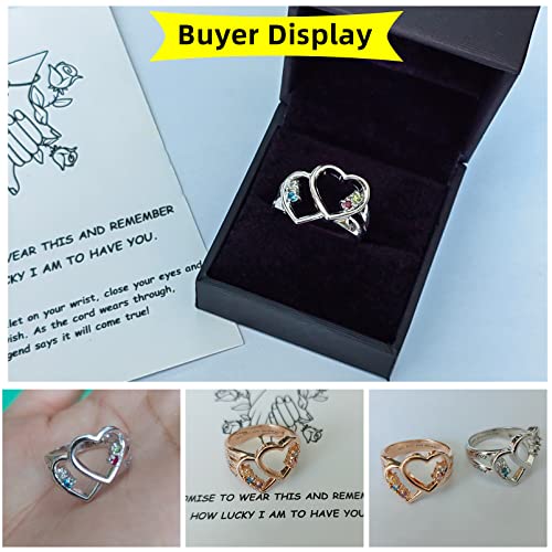 Personalized Mother Rings For Women With 2-8 Simulation Birthstones Custom Heart Birthstone Rings Customize Family Rings With Names Engraved Mother Days Birthday Jewelry Gifts For Grandma Moms (7 Birthstones) #TOP3