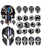 Variety Pack of 22 Thin Blue Line Spartan Helmet Skull Bullet Holes Molon Labe Decal Sticker Molon Labe Sniper USA Flag (22 Pack)