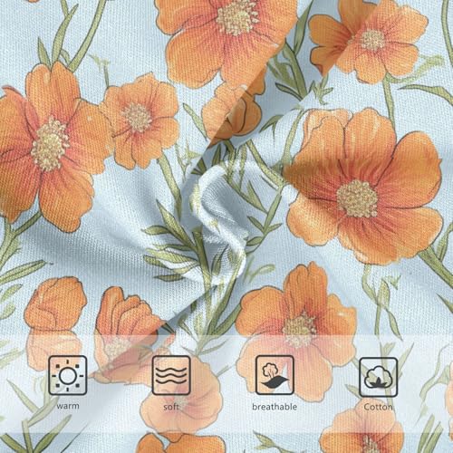 Wusikd Orange Flowers Girls' Underwear Cotton Light Blue Girls Briefs Soft Toddler Underwear 2T3