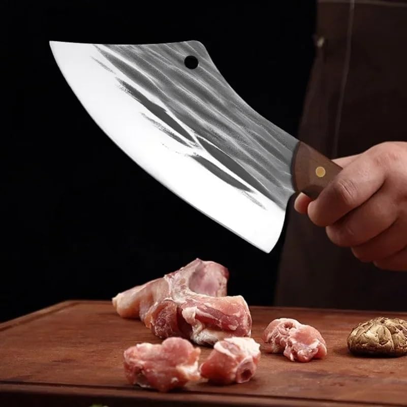 Meat Cleaver,Cleaver Knife 8 Inch Chinese Chef's Knife Chop Bones Cut Chicken Fish Meat Vegetables Kitchen Knives Chef Slice Barbecue Cooking Cleaver Heavy Knife