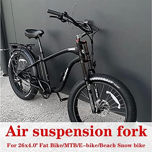 HIMALO 26x4.0'' Fat Bike Suspension Fork 140mm Travel Air Fork Double Shoulder Rebound Adjust 9mm QR 1-1/8 Straight Front Fork for Snow E-Bike XC/DH Bike Electric Bicycle(26'' Black) - Thumbnail 2