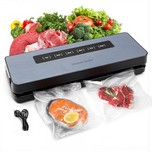 Ruspela Vacuum Sealer Machine 6- in- 1 Food Multi- Functional Vacuum Sealer Machine for Wet& Dry Foods with 10 Vacuum Sealer Bags Food Vacuum Sealer with Vacuum Bags& Roll Bag