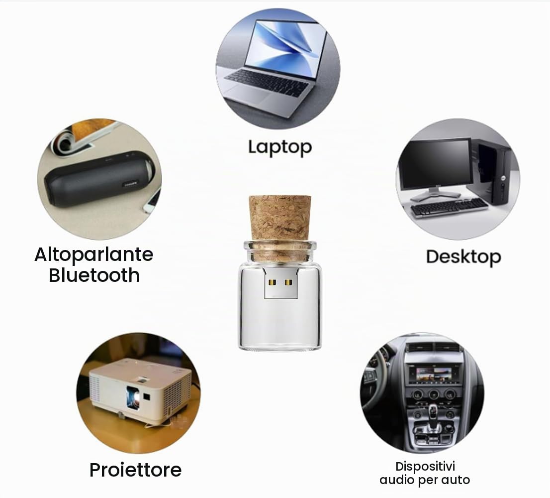 Chiavetta USB 3.0 da 8 GB, a forma di bottiglia, in vetro trasparente, idea regalo (8 GB/3.0)
