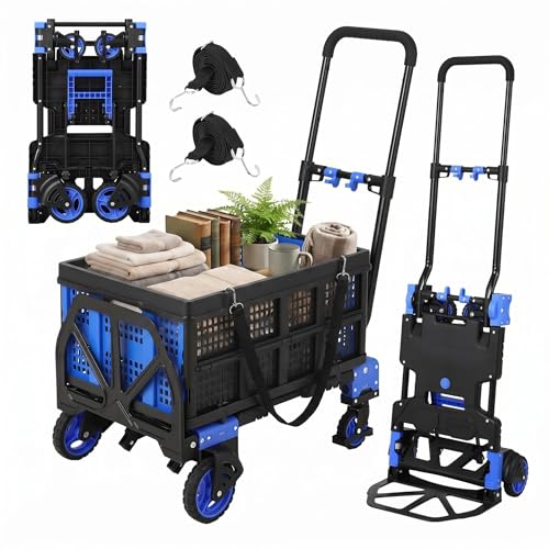 Carretilla plegable 2 en 1 con cesta y capacidad 150 kg