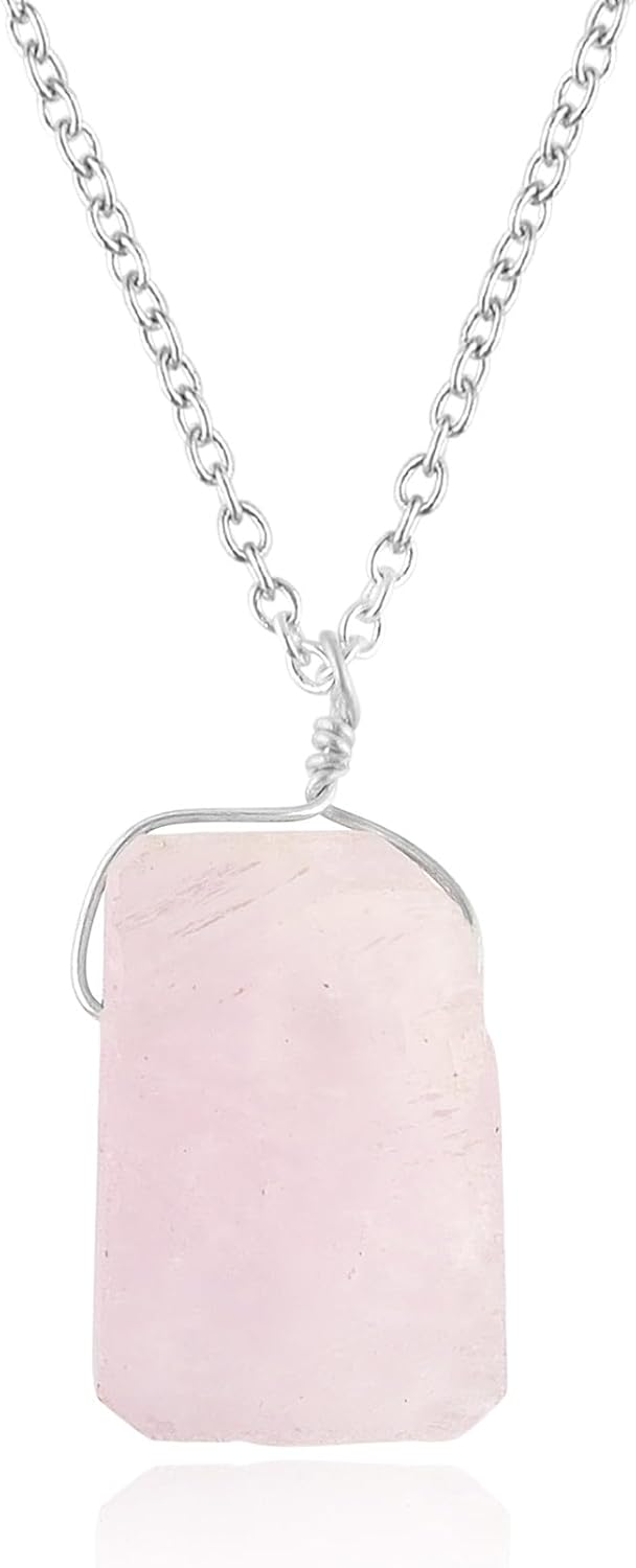 Natural Raw Kunzait Crystals Pendant Necklace, Raw Gemstone, Healing Crystals, Gift for Her, Birthday, Gemstone Jewelry 18 inch Weight Approx 15 to 20 Carat Pendant Size Approx 10 to 20mm