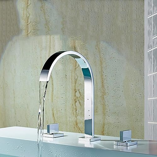 Robinet de lavabo à 3 trous sans éclaboussure cascade - 7