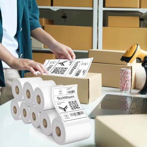 Image of 70gsm Thermal Label Printer Paper-4 inchx 6 inch(100 x 150 mm) Self Adhesive Stickers for Transfer Thermal Printing. Ideal for Shipping, Parcel, Barcode & Address Labels-400 Labels /Roll(Pack of 10)