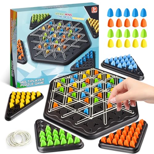 Triangle Chess Game Wavelength Board Game Triangle Rubber Band Game for Kids & Adults Geometric Chess Game & Family Party Games for Family Night Christmas Games for Families