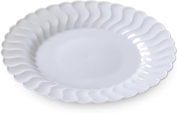 Fineline Settings Flairware White Shell Edged China-Like 6" Plate 180 Pieces