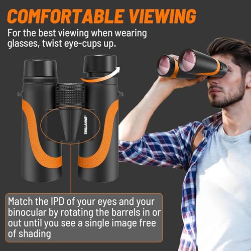 Image of 15x55 UHD Binoculars for Adults High Powered with Phone Adapter - Large View, BAK4 Prism, Waterproof, Lightweight for Bird Watching, Hunting, Cruise, Travel, Camping (Orange)