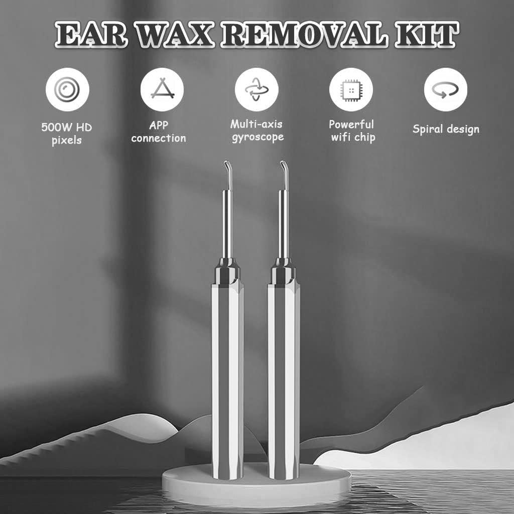 Ear Wax Removal Kit Wireless Smart, 500W Pixel HD, Ear Scoop Cleaner Camera Otoscope Metal, APP Connection(Green Color)