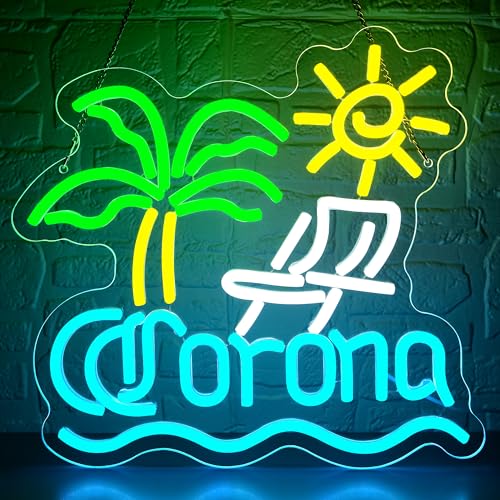 Image of Palm Tree Neon Sign for Wall Decor Beer Neon Light for Man Cave Bar LED Light Up Sign for Home Bar Club Restaurant Summer Beach Party Birthday Gift Christmas Art Size 13.3 * 12.5In(ZYLD284)